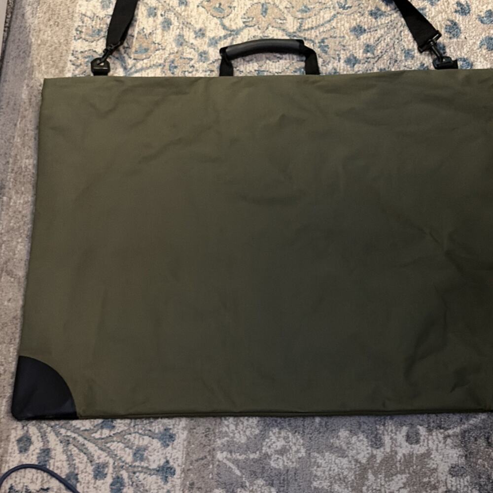 Large Green Art Portfolio Bag with Handle and Shoulder Strap